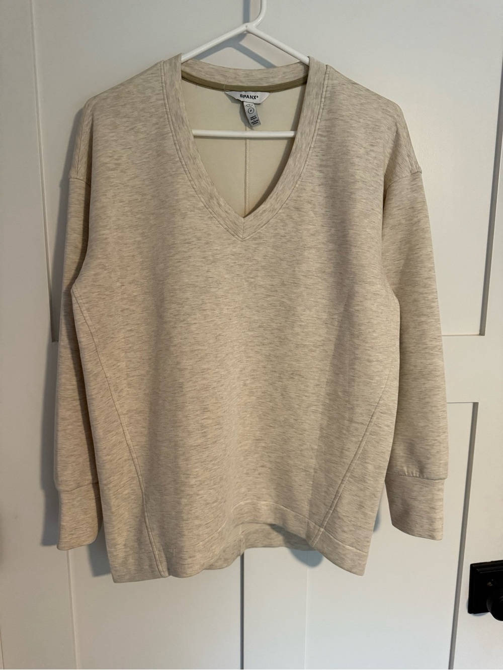 SPANX Beige V-Neck Long Sleeve Pullover Top